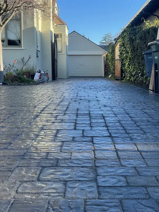 Stamped concrete driveway